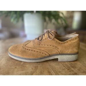 River Island Tan Suede Leather Lined Derby Brogue Shoes Made In India